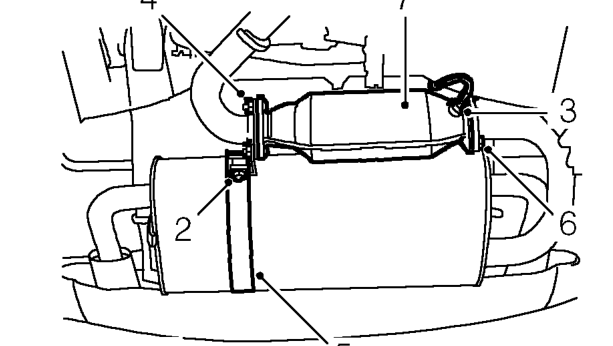 Catalytic converter – Raise rear of vehicle.