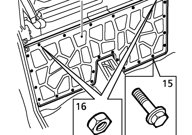 Remove 9 retaining studs securing felt pad to rear bulkhead and remove pad.