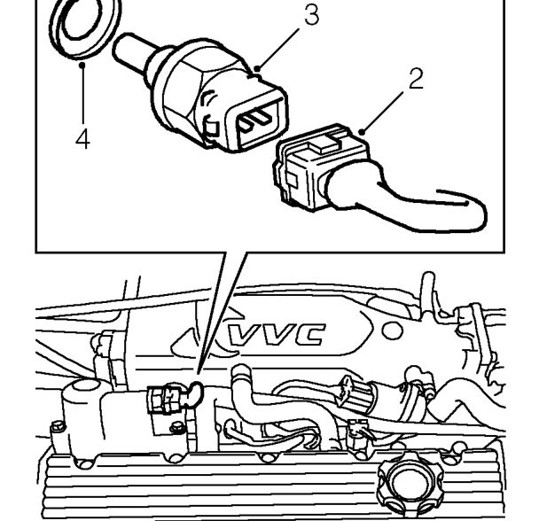 Sensor - oil temperature - vvc – Remove engine compartment access panel. See BODY, Exterior fittings.