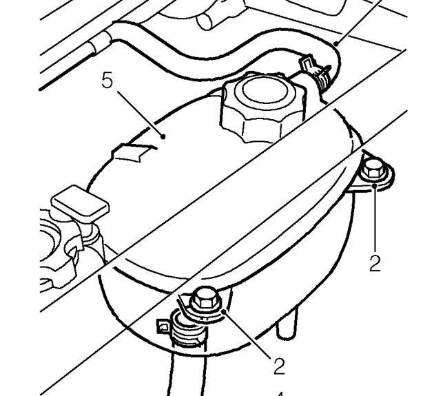 Expansion tank – Remove engine compartment access panel. See BODY, Exterior fittings.