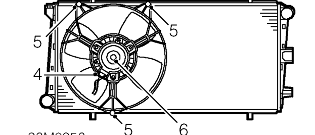 Radiator fan and motor – Position panel aside.
