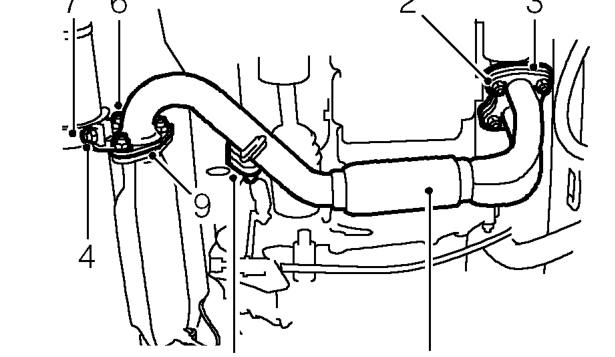 Front pipe (up to 2000my) – Raise rear of vehicle.