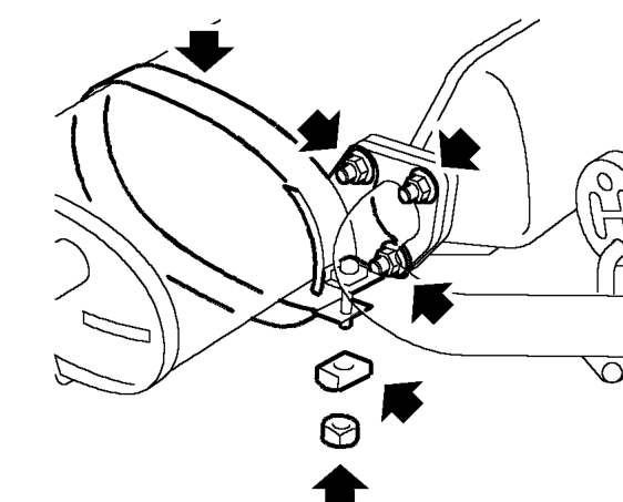 Front pipe (2001my on) – Remove 6 nuts, release front pipe from exhaust manifold and discard gasket.