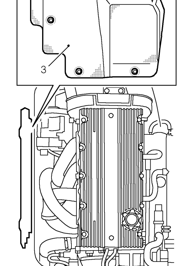 Fuel tank heat shield – Remove engine cover. See ENGINE, Repairs.