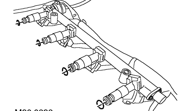 Remove fuel rail complete with injectors pressure regulator and harness.