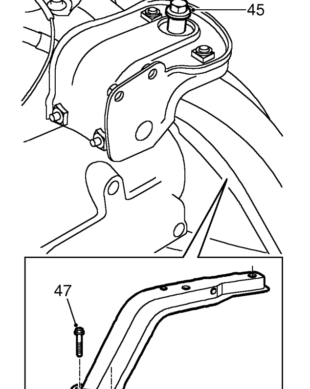 Release hydragas pipe from 3 clips on LH buttress.