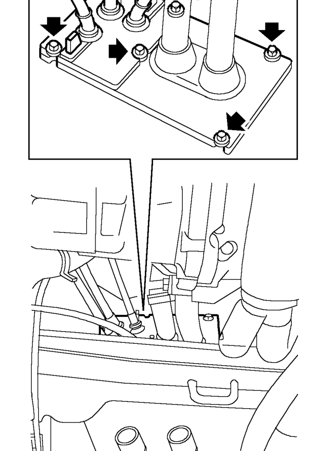 Lower jack carefully, to allow access to closing plate bolts.
