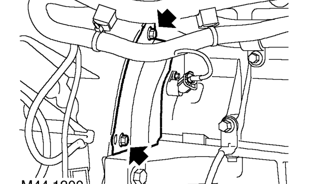 Remove 2 bolts securing starter motor to gearbox and remove starter motor.