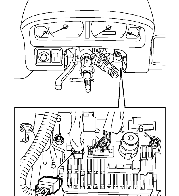 Steering column - with epas - 2000my on – Loosen 2 screws and scrivets securing fuse box cover to fascia and remove fusebox cover.