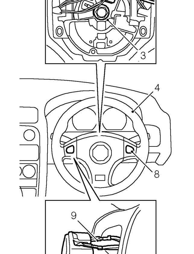 Steering wheel - up to 2000my – Remove driver’s airbag module. See RESTRAINT SYSTEMS, Repairs.