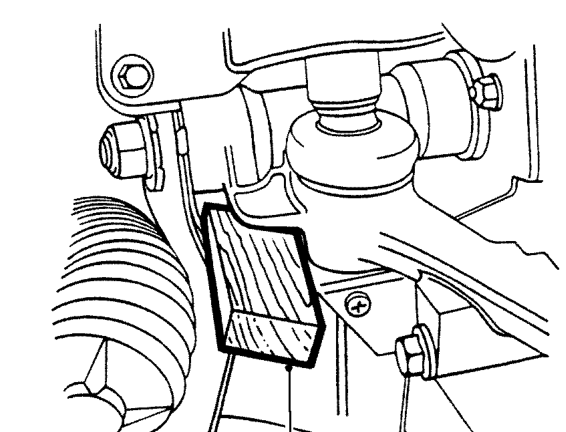 Upper ball joint - front hub – Place jack under hub and raise suspension.