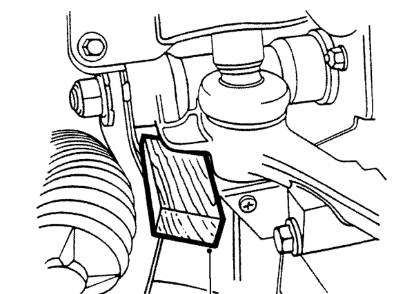 Upper ball joint - rear hub – Raise rear of vehicle. Remove road wheel. Place jack under rear hub and raise suspension.