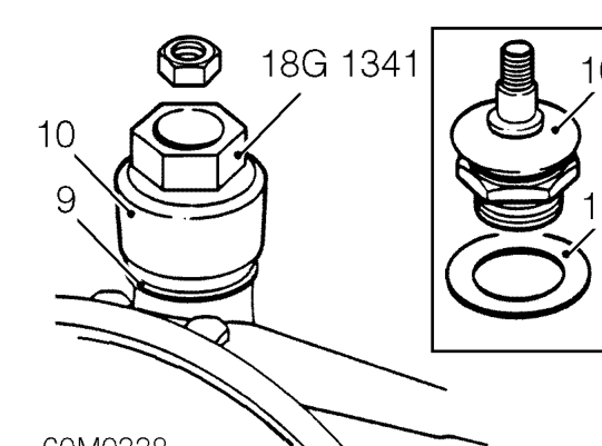 Release taper joint from upper arm using tool 18G 1584.