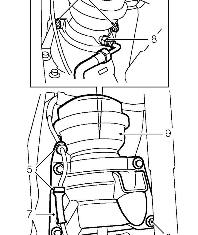 Front hydragas unit – Depressurise one side of suspension. See Adjustments.