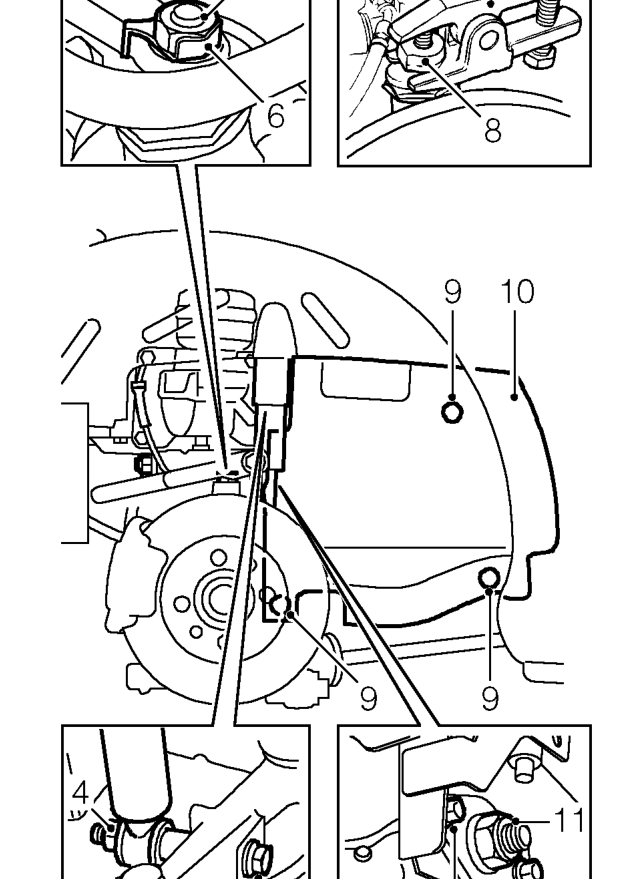 Upper arm - rear – Depressurise one side of hydragas system. See Adjustments.