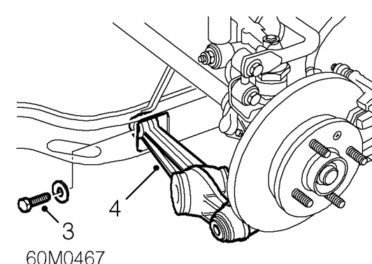 Lower arm - rear – Remove grommet from aperture in subframe.