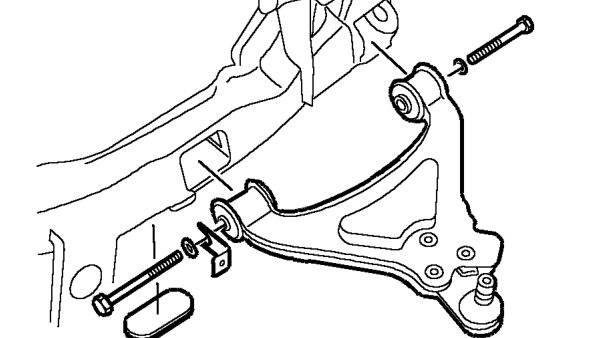 Remove screw securing bump stop to subframe and remove bump stop.