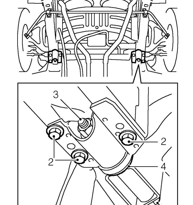 Front subframe - rear mounting – Raise front of vehicle.
