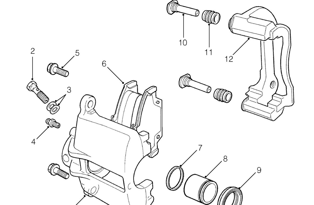 Front brake caliper components