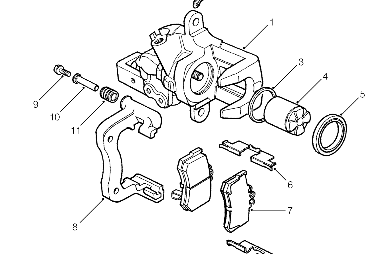 Rear brake caliper components