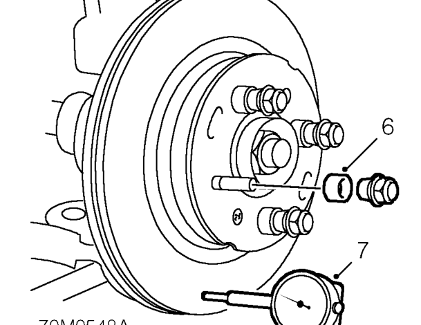 At 4 points around disc, measure disc thickness using a micrometer; renew disc if less tha