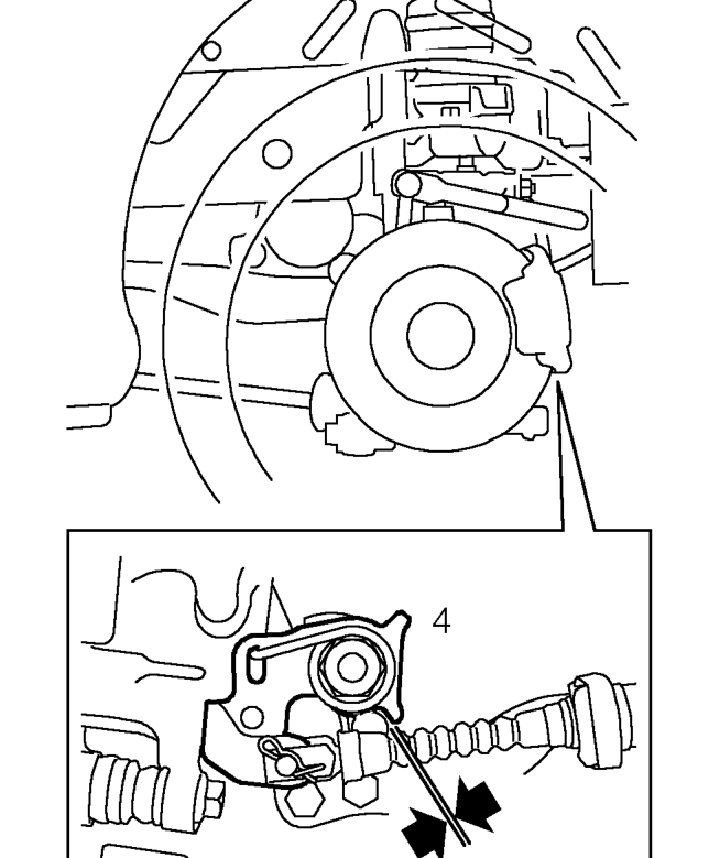 Handbrake - adjust – Tighten adjuster nut1/2 turn and check caliper lever clearance.