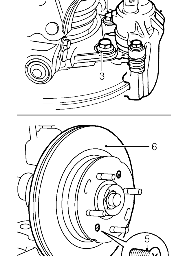 Front brake disc – Remove road wheel(s).