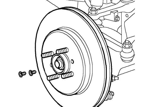 Front brake disc - mgf trophy – Remove caliper assembly from hub and tie aside.