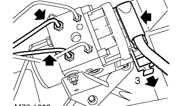 Abs hydraulic modulator - 2000my on – Position cloth under modulator to absorb brake fluid.