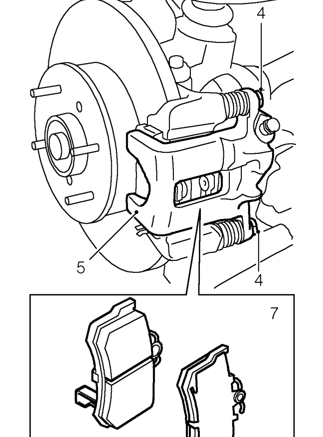 Brake pads - rear – Remove road wheel(s).