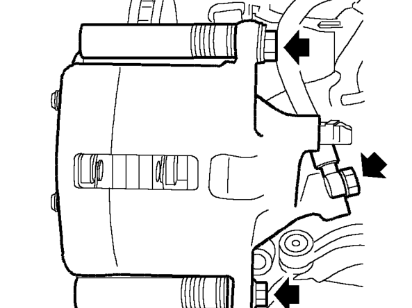Brake caliper housing -front – Clamp brake hose to prevent fluid lose.