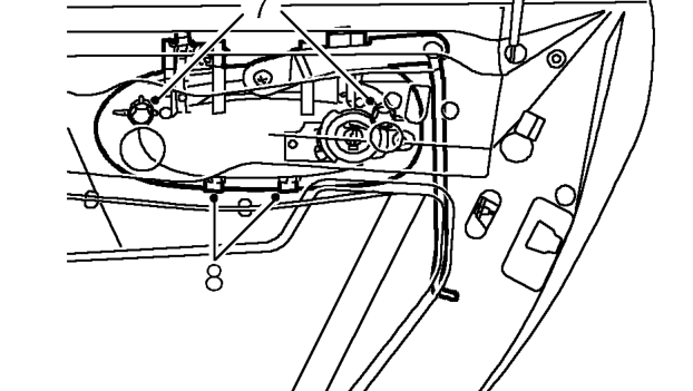 Outside handle – Driver’s side: release lock link rod from lock.