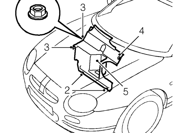 Underbonnet closing panel – Open bonnet.