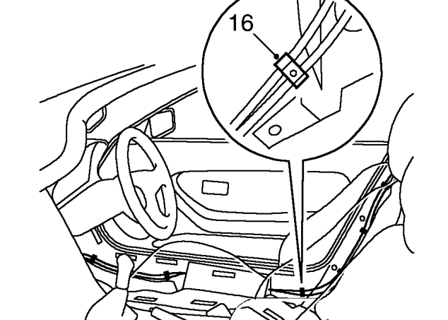 Remove 2 studs securing carpet to ’B’ post, and release carpet from door seal and velcro t