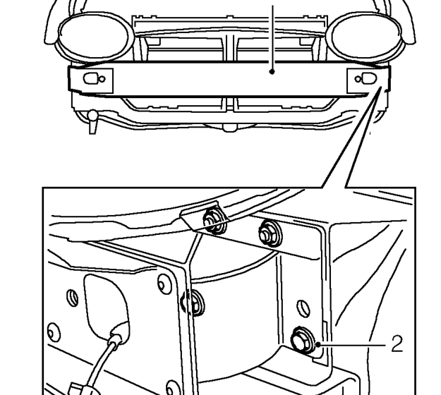 Front bumper armature – Remove front bumper valance. See this section.