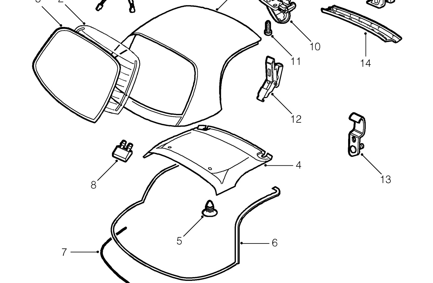 Hood assembly components - hard top