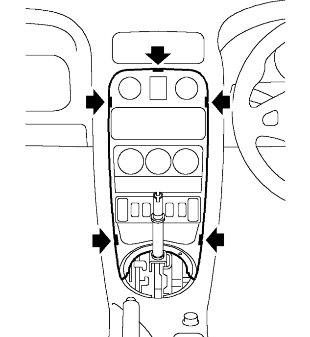 Centre console panel - 2000my on – Remove gear lever gaiter. See this section.