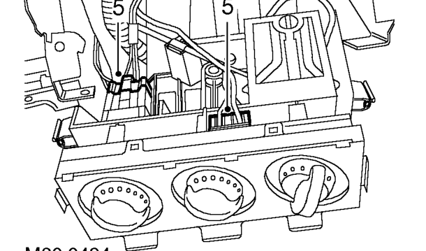 Controls - heater - 2000my on – Remove 4 screws securing heater controls and release controls from support bracket.