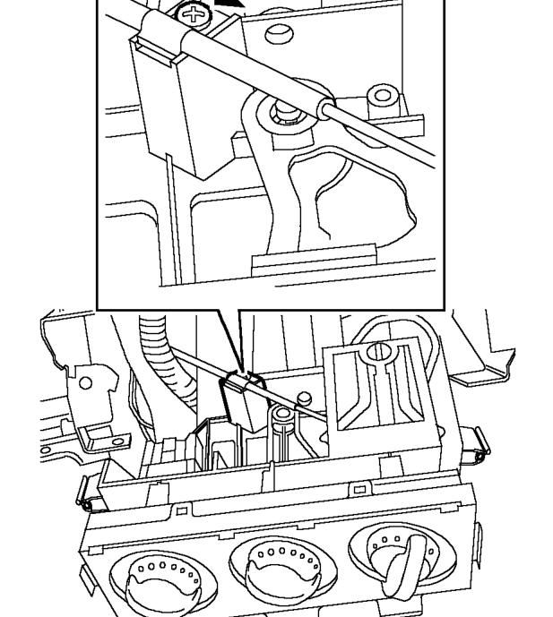 Loosen screw securing temperature control outer cable and release inner cable from control