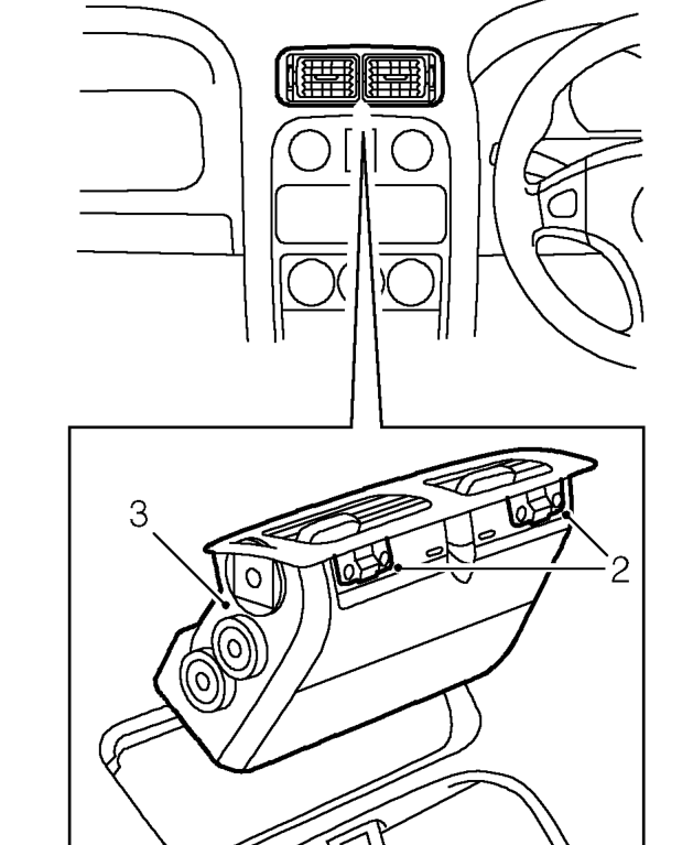 Face level vent - centre – Remove centre console panel. See BODY, Interior trim components.