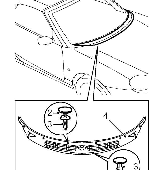Air intake panel – Remove wiper arms. See WIPERS &amp; WASHERS, Repairs.