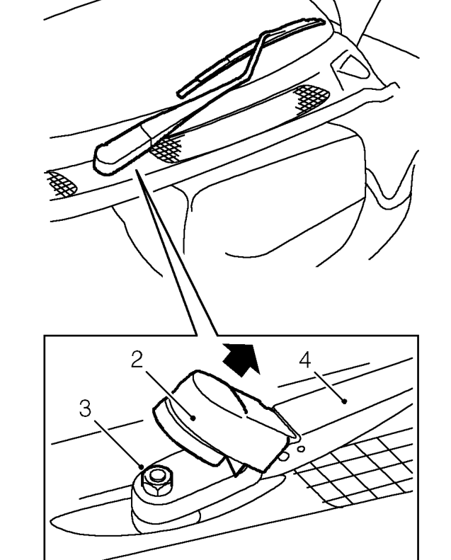Wiper arm – Open bonnet.