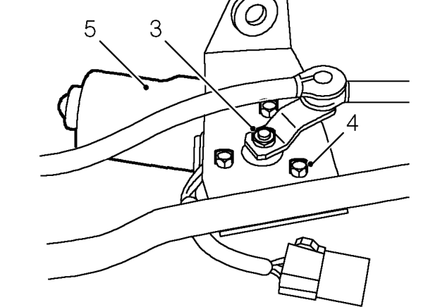 Wiper motor – Release multiplug clip from linkage.