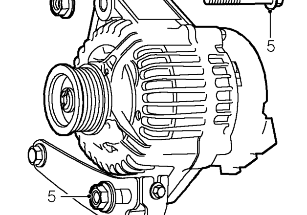 Alternator - with air conditioning – Remove 2 nuts securing connections to alternator and position aside.