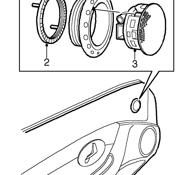 Speaker - tweeter - 2000my on – Remove door casing. See BODY, Doors.