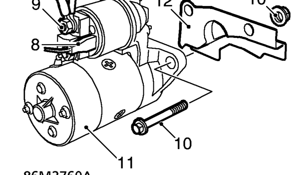 Starter motor – Loosen clip and remove air intake hose from air filter.