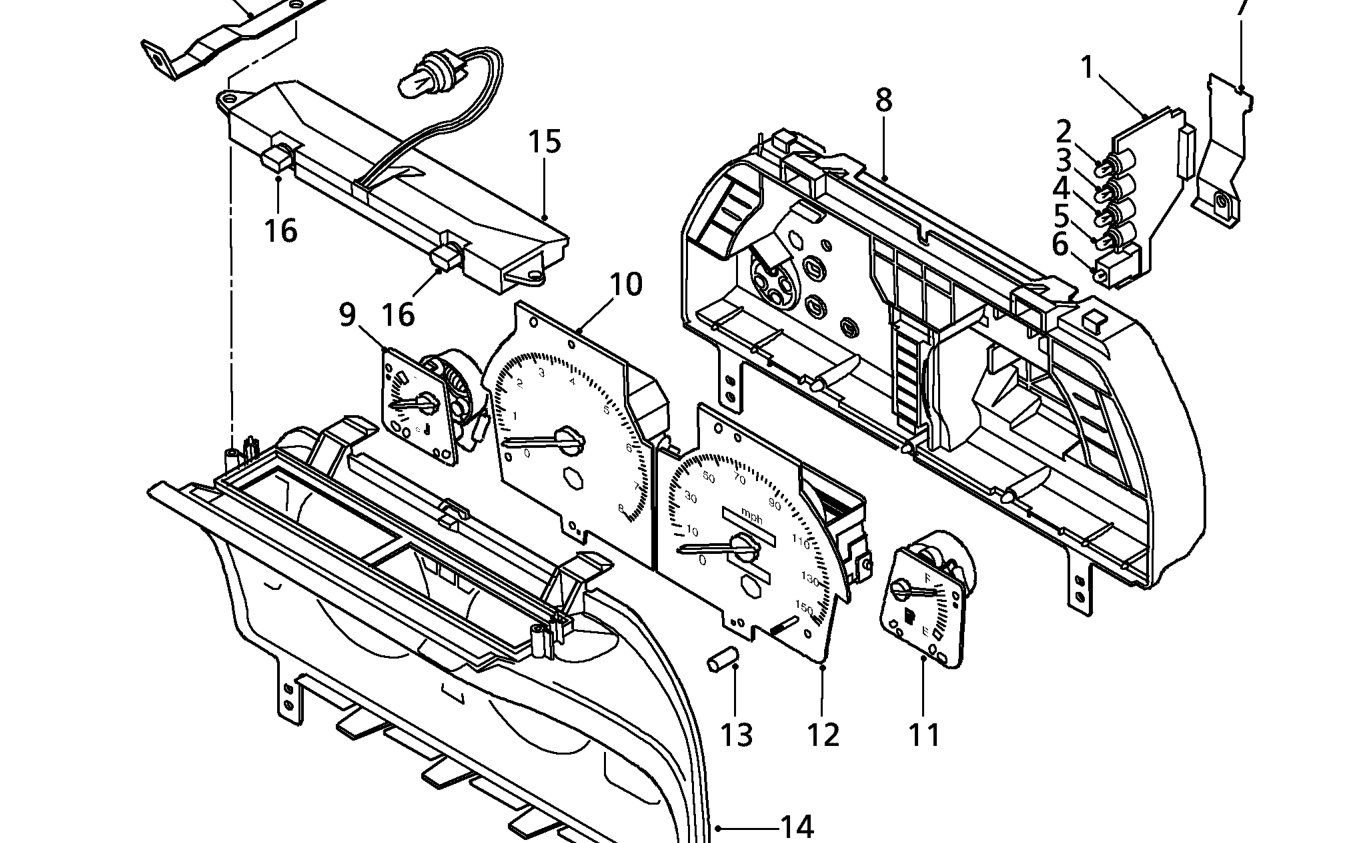 Instrument pack components - exploded view