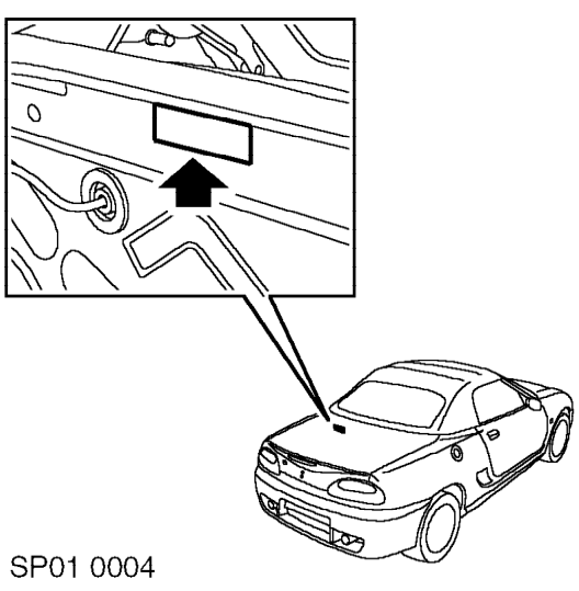 Body number – Automatic Gearbox (Em-CVT): Stamped on a label attached by the gearbox to engine mounting 