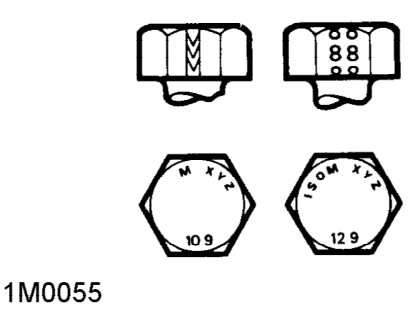 Bolt identification – Oil thread lightly before tightening to ensure a free running thread, except in the case o