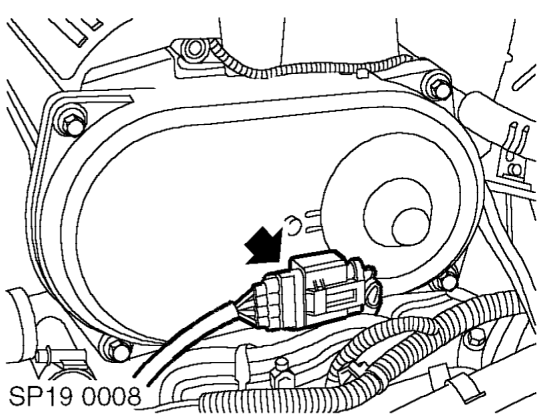 Loosen 2 clips and disconnect coolant hoses from elbow on cylinder head.